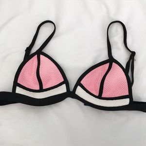 White and Pink Triangle Bikini Top